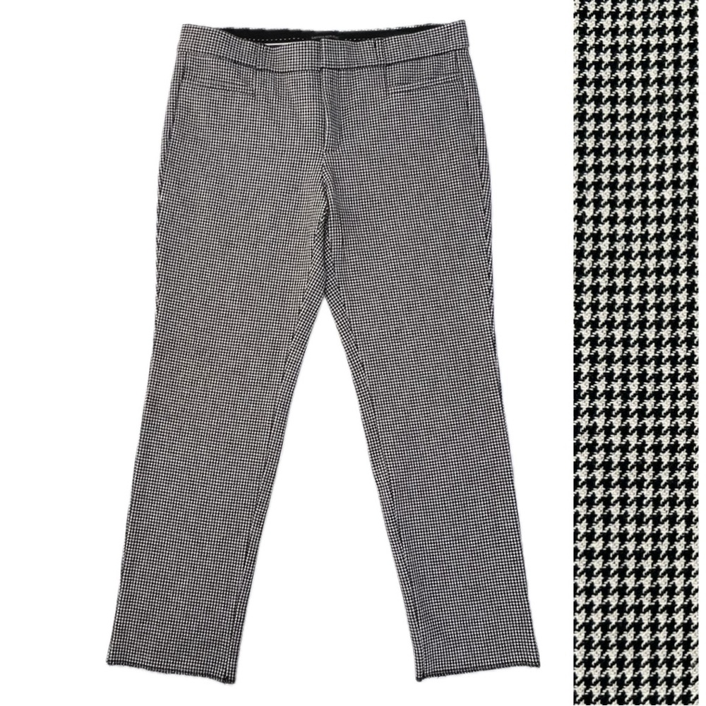 Banana Republic Ankle Pants Sloan Houndstooth Career Workwear Black White 12
